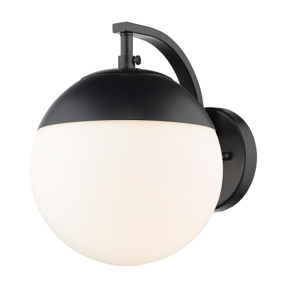Golden Lighting Dixon 1-light Wall Sconce in Matte Black and Opal Glass